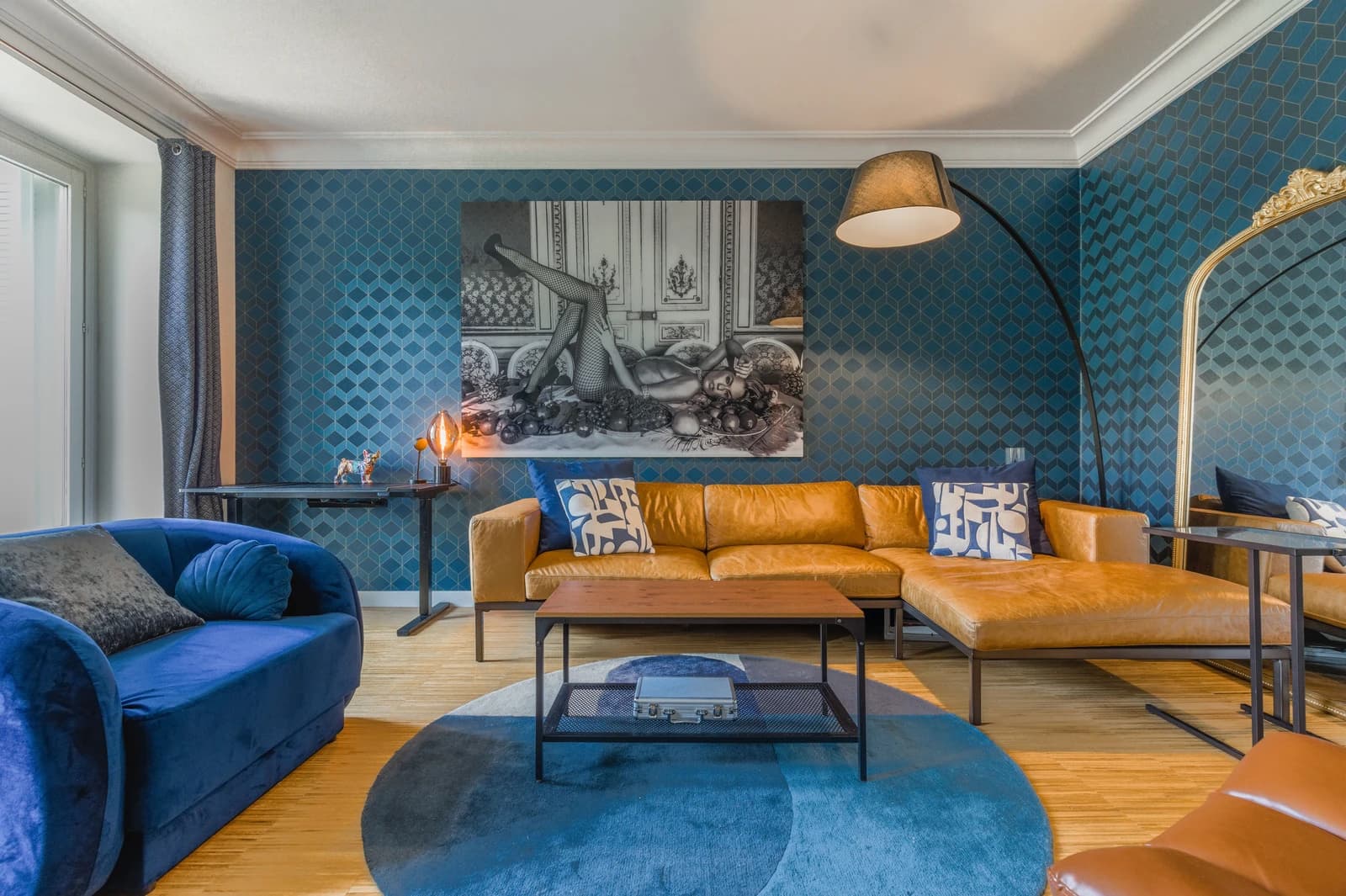 Sun-lit Madrid apartment interior. Everlease operated unit